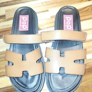 POP comfort  fit because  Womens food bed  sandals Slip On